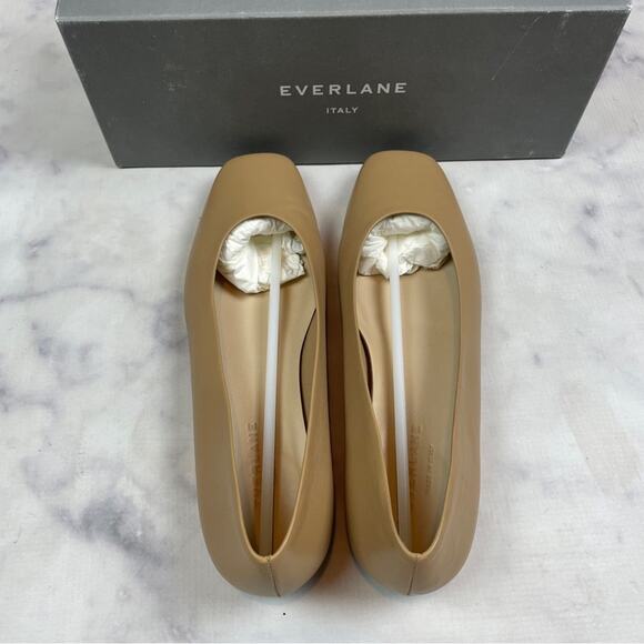 Everlane 90’s Square Toe Tan Leather Flats - Picture 6 of 11